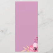 Botanisch-rosa Aquarellfarben-Blume Hochzeitsmenü Programm (Rückseite)