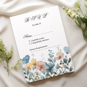 Botanisch-rosa-blaue Frühlingssäule Wildblumen UAW Einladung