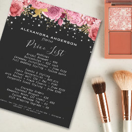 Botanisch rosa Blume Diamant Glitzer Schwarzer Sal Flyer