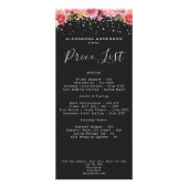 Botanisch rosa Blume Diamant Glitzer Schwarzer Sal Werbekarte (Vorne)