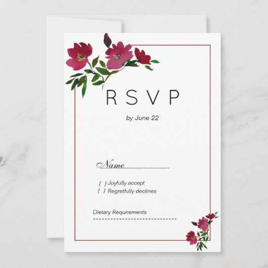 Botanisch rosa bordeauxgrüne UAWG Einladung (Vorderseite)