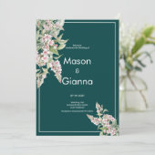Botanisch-rosa-grüne blumenreiche Hochzeit Einladung (Stehend Vorderseite)