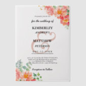 Botanisch-rosa-grüne Hochzeit der Blütenwelt Pergament Einladungen (Vorderseite)
