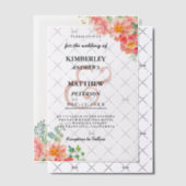Botanisch-rosa-grüne Hochzeit der Blütenwelt Pergament Einladungen (Versetzt (Einladung))