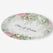 Botanisch-rosa Hochzeit in der Region Flora Pappteller (Schrägansicht)