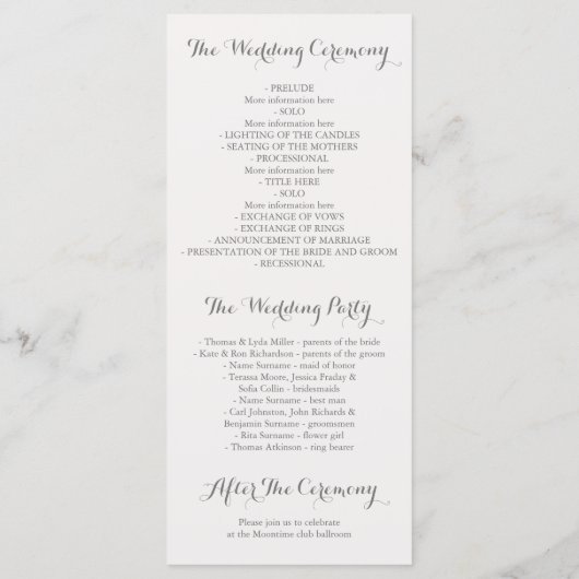 Botanisch-rosa Hochzeitsprogramme für die Blume Wa Programm (Rückseite)