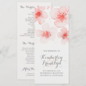 Botanisch-rosa Hochzeitsprogramme für die Blume Wa Programm (Vorne/Hinten)