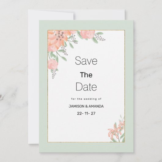 Botanisch-rosa Korallenminze Frühlingsflora Save t Einladung (Vorderseite)