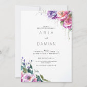 Botanisch rosa lila Korallenblütenhochzeit Einladung (Vorderseite)