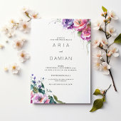 Botanisch rosa lila Korallenblütenhochzeit Einladung