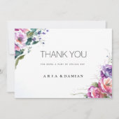 Botanisch rosa lila Korallenflora Vielen Dank Einladung (Vorderseite)