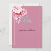 Botanisch rosa Minze formale Drehbuch Blumenhochze Einladung (Rückseite)