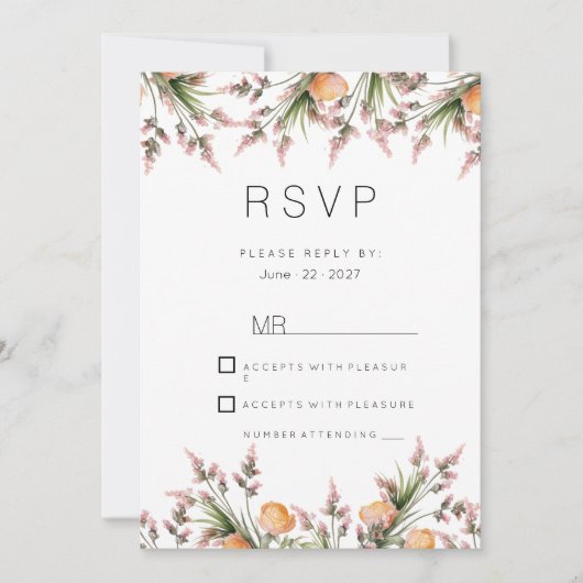 Botanisch-rosa-orangefarbene Blume UAWG Einladung (Vorderseite)