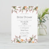 Botanisch-rosa-orangefarbenes Brautparty der somme Einladung (Stehend Vorderseite)