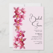 Botanisch-rosa Orchideen Blume Brautparty Einladung (Vorderseite)
