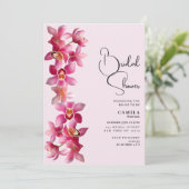Botanisch-rosa Orchideen Blume Brautparty Einladung (Stehend Vorderseite)