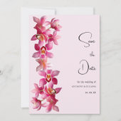 Botanisch-rosa Orchideen-Blume Save the Date Einladung (Vorderseite)