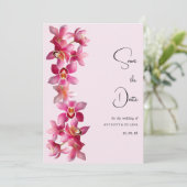 Botanisch-rosa Orchideen-Blume Save the Date Einladung (Stehend Vorderseite)