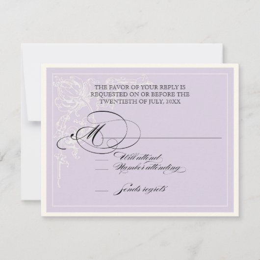 Botanisch rosa Rose, Lavendel UAWG Response Card RSVP Karte (Vorderseite)