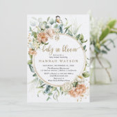 Botanisch rosa Rosenspülung Grüne Babydusche Einladung (Stehend Vorderseite)