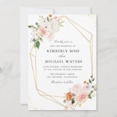 botanisch rosa Wasserfarben geometrische Hochzeit Einladung (Vorderseite)