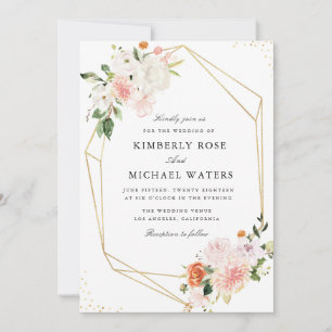 botanisch rosa Wasserfarben geometrische Hochzeit Einladung