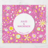 Botanisch rosa Wildblume Blumenmuster Hochzeit Bierflaschenetikett (Einzelnes Label)