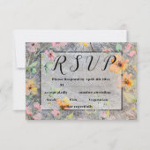 Botanisch-rosa Wildblumen aus Barnholz RSVP Karte (Vorderseite)