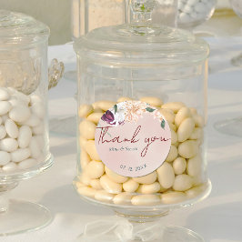 Botanisch rot-weiß florale danke Ihnen Hochzeit Runder Aufkleber