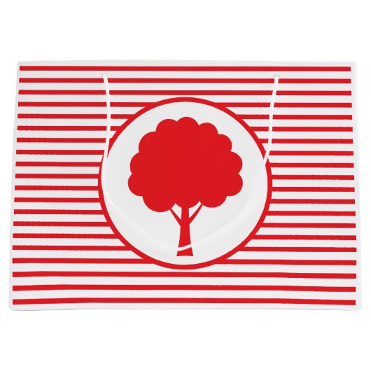 Botanisch rote Baumstreifen-Geschenktasche Große Geschenktüte (Vorderseite)