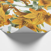 Botanisch-rustikal-orange-grüne Lilie trendy flora Geschenkpapier (Ecke)
