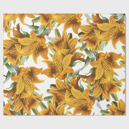Botanisch-rustikal-orange-grüne Lilie trendy flora Geschenkpapier (Flach)