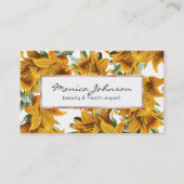 Botanisch-rustikal-orange-grüne Lilie trendy flora Visitenkarte (Vorderseite)