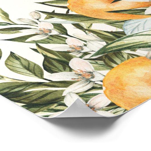 Botanisch-rustikale Citrus orange Karten Geschenke Poster (Ecke)