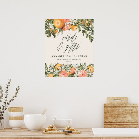 Botanisch-rustikale Citrus orange Karten Geschenke Poster (Küche)