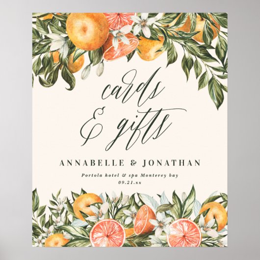 Botanisch-rustikale Citrus orange Karten Geschenke Poster (Vorne)