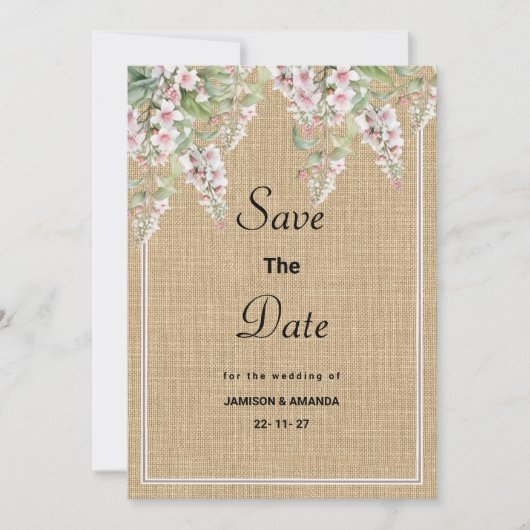 Botanisch-rustikale Elfenbein-Rosa-Minzflora Save Einladung (Vorderseite)