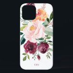 Botanisch-rustikale Wasserfarbe mit Ihrer Monogram Case-Mate iPhone Hülle<br><div class="desc">Dieses trendige botanische Design mit einem Bouquet mit Rose in Aquarelltönen, gemischten Blume und Grünpflanzen in einem trendigen Farbschema aus Bordeaux, Rosa und Rosset-Orange mit anschließender Vegetation. Eine Textvorlage wird hinzugefügt, um dieses Design mit den gewünschten Monogramm-Initialen, dem Namen oder einem anderen gewünschten Text zu personalisieren, wodurch ein einzigartiges Design...</div>