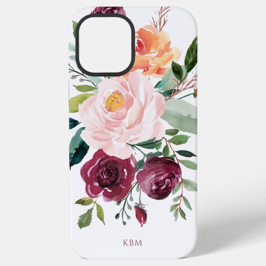 Botanisch-rustikale Wasserfarbe mit Ihrer Monogram iPhone Hülle (Rückseite)