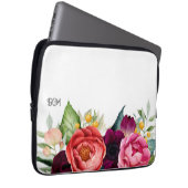 Botanisch-rustikale Wasserfarbe mit Monogramm-Init Laptopschutzhülle (Vorne Rechts)