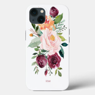 Botanisch-rustikale Wasserfarbe mit Monogramm iPhone 13 Hülle