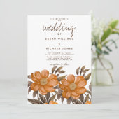 Botanisch-sanftbraun-orangefarbene Sommerblumenhoc Einladung (Stehend Vorderseite)