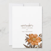 Botanisch-sanftbraun-orangefarbene Sommerblumenhoc Einladung (Rückseite)