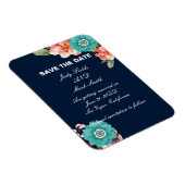 Botanisch Save the Date blau und rosa floralblau Magnet (Rechte Seite)