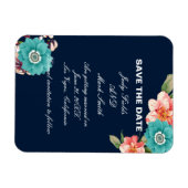 Botanisch Save the Date blau und rosa floralblau Magnet (Horizontal)
