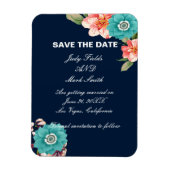 Botanisch Save the Date blau und rosa floralblau Magnet (Vertikal)
