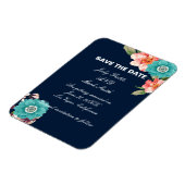 Botanisch Save the Date blau und rosa floralblau Magnet (Linke Seite)