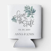 Botanisch Save the Date handgeschriebene Wasserfar Dosenkühler (Rückseite)