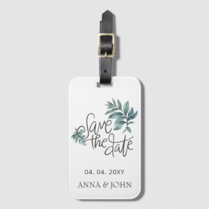 Botanisch Save the Date handgeschriebene Wasserfar Gepäckanhänger