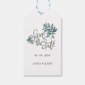 Botanisch Save the Date handgeschriebene Wasserfar Geschenkanhänger (Vorderseite)